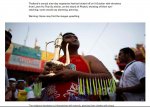 Thailand vegetarian festival Swords and other objects used in face-piercing.JPG